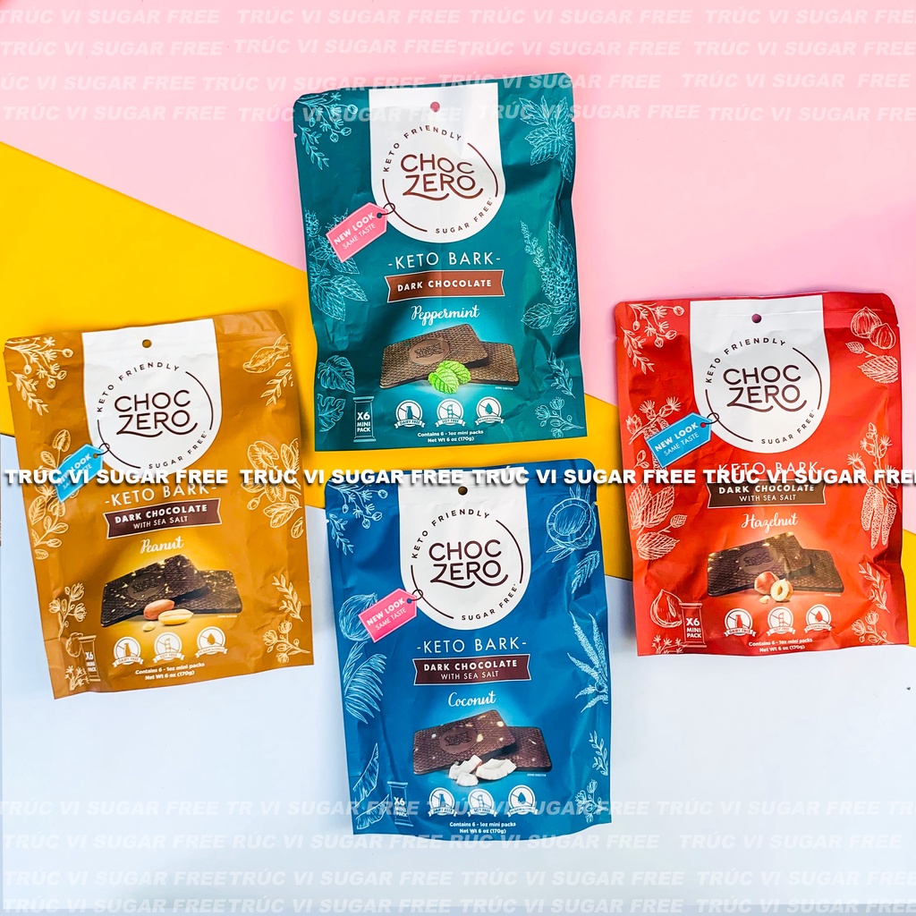 Socola Đen ( Dark Chocolate) không đường ChocZero (keto, eat clean, tiểu đường, ăn kiêng)