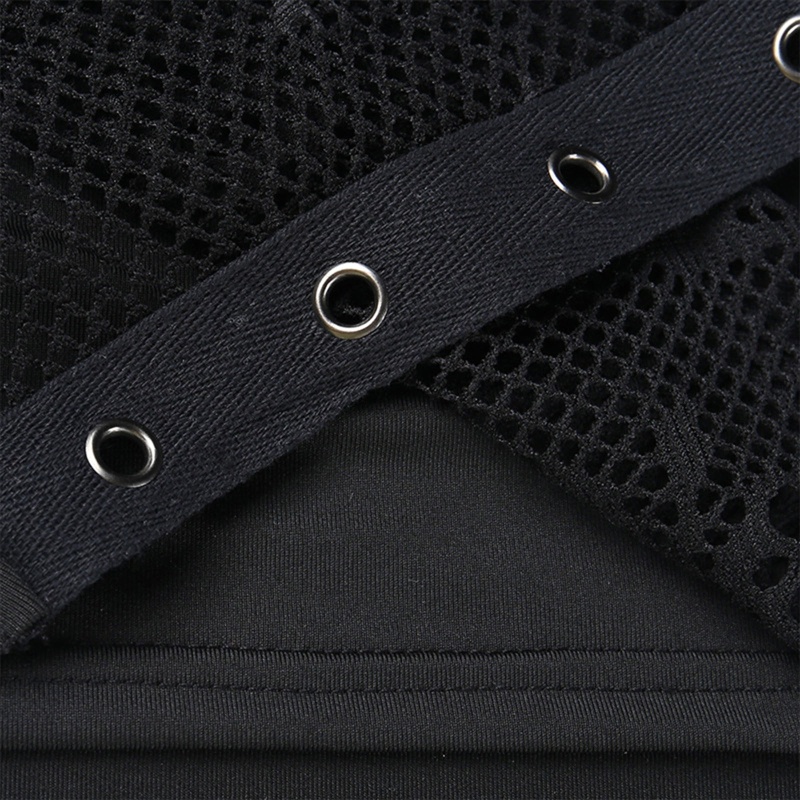 Áo Croptop Sát Nách Phối Lưới Phong Cách Đường Phố Gợi Cảm Thời Trang Cho Nữ