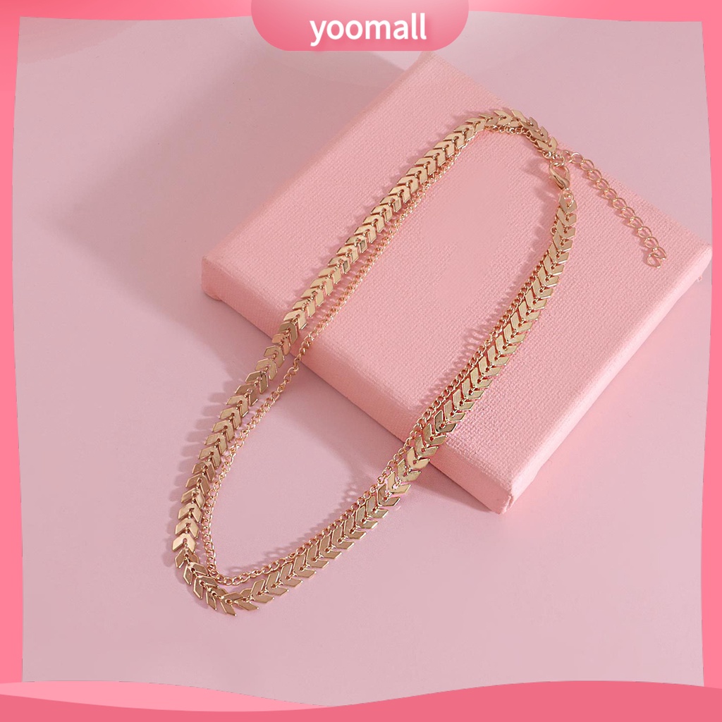 Vòng Cổ Choker Hai Lớp Hình Xương Cá Thời Trang Cho Nữ
