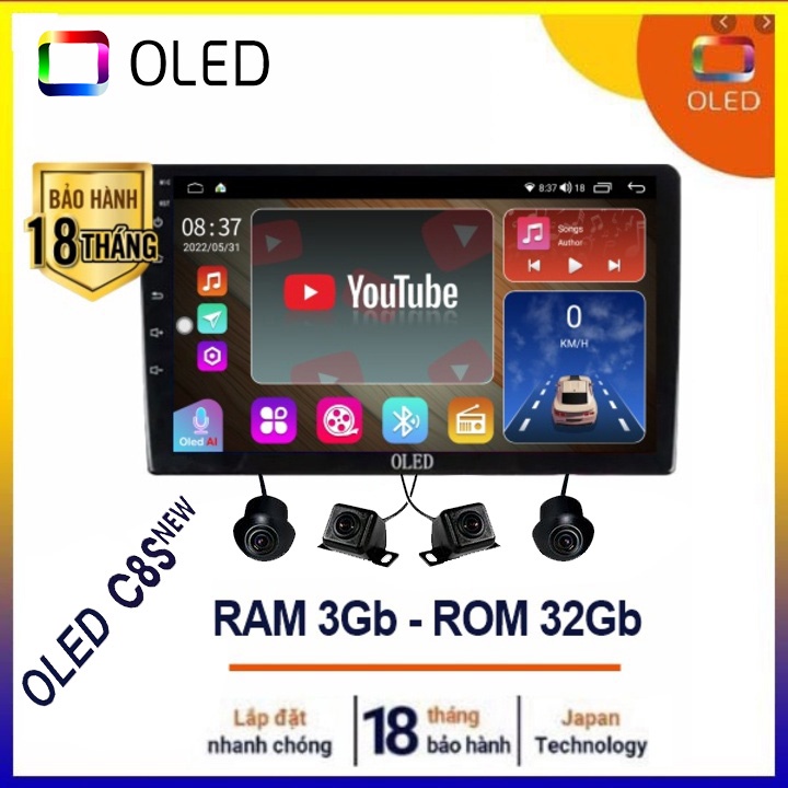 Bộ kết hợp màn hình DVD Android và Camera 360 độ HD 1080P Oled C8S New Công Nghệ 5G (Bảo hành 18 tháng)