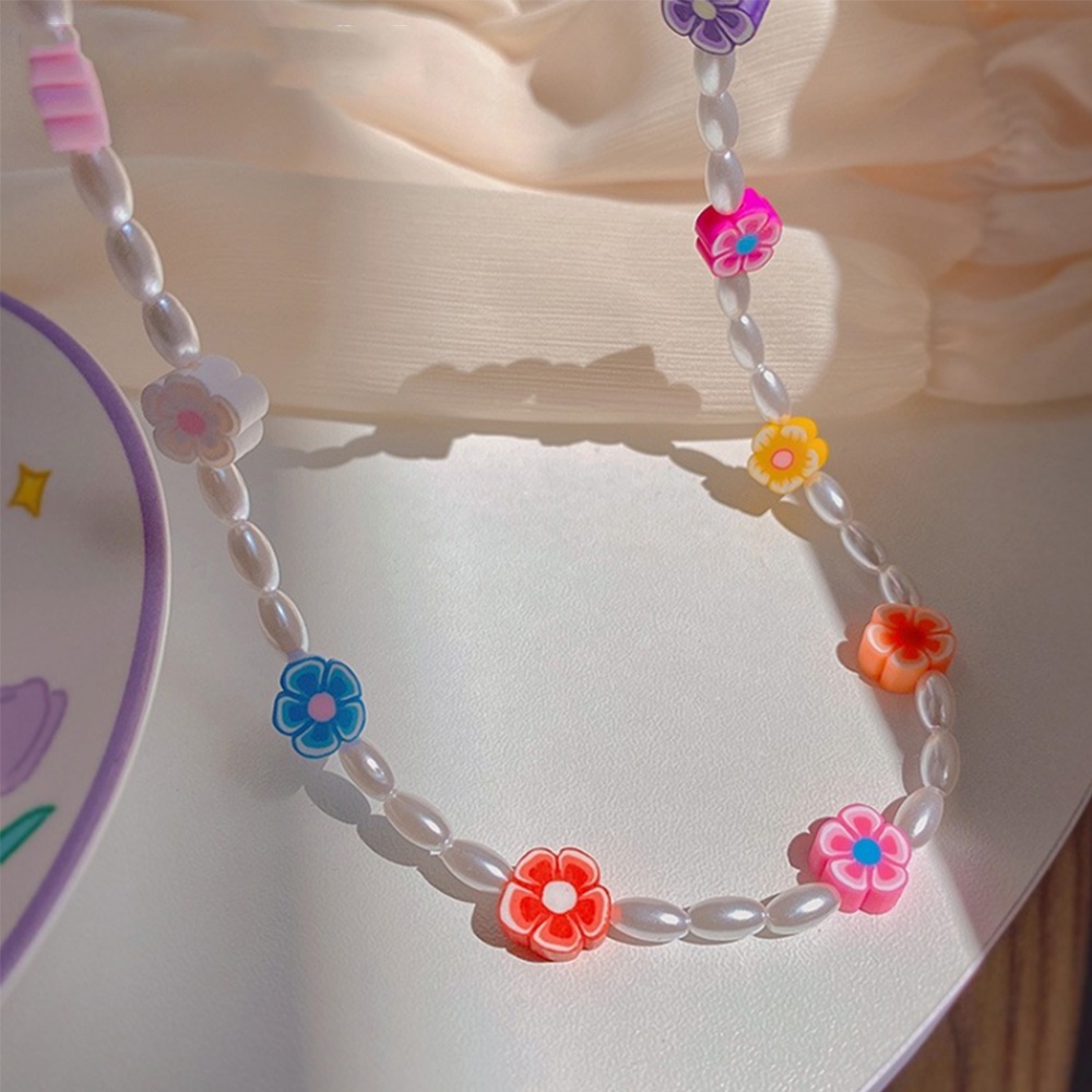 Vòng cổ iF YOU mặt hoa đất sét nhiều màu sắc phong cách Hàn Quốc dành cho nữ