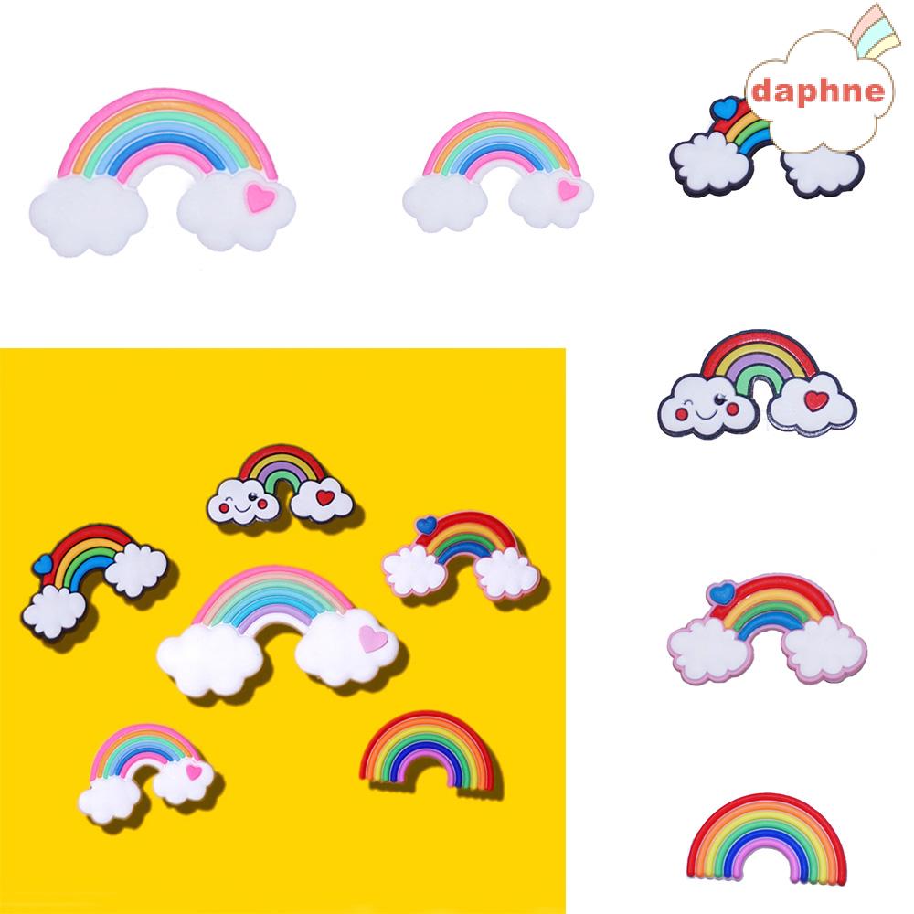 DAPHNE Colorful Rainbow Patch Scrapbook Decoration PVC Stickers Patch Glues Cartoon Art Craft DIY Accessories Handmade Phone Case Decor Silicone Glue