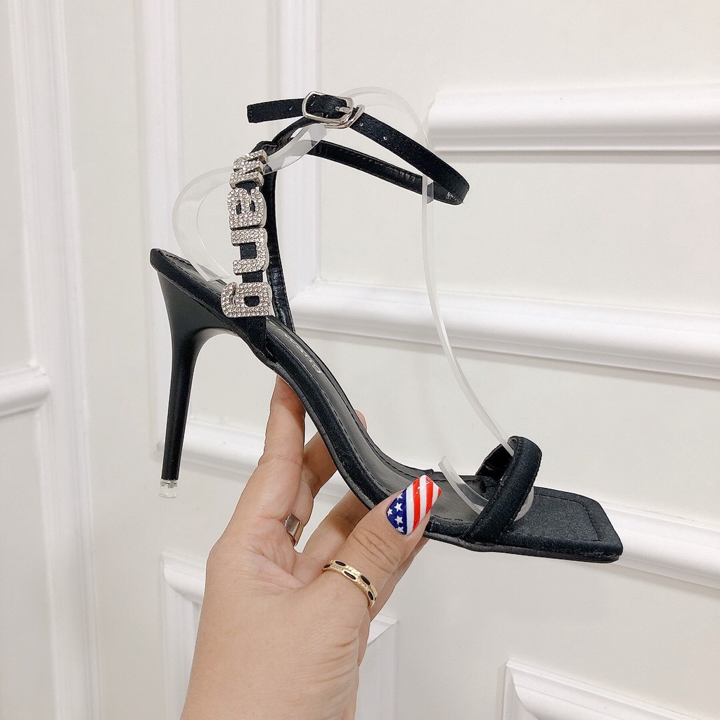 Sandal Gót Nhọn 9p WANG. Cực HOT Quai Mảnh Chất Da Mềm Form Chuẩn Đẹp - Xăng Đan Cao Gót Nữ Chichanh store