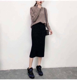 Chân váy len xẻ ( có ẢNH THẬT )