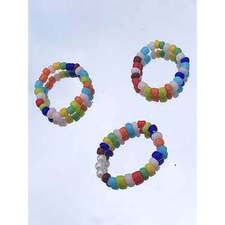 Nhẫn hạt cườm cầu vồng 1 size