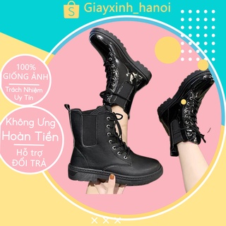 Giày bốt đế cao gót phong cách ulzzang , Giày bốt nữ cổ lửng cổ chun phong cách Hàn Quốc