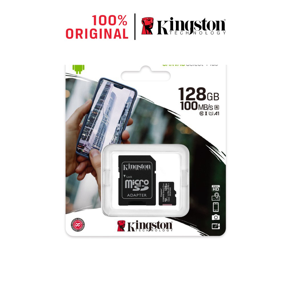 Thẻ nhớ microSD Kingston Canvas Select Plus tương thích Android A1 tốc độc tới 100MB/s 128Gb