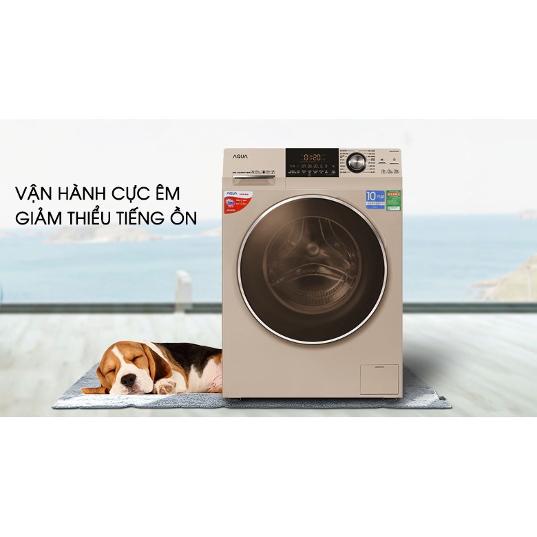 [ VẬN CHUYỂN MIỄN PHÍ KHU VỰC HÀ NỘI ]  Máy giặt Aqua cửa ngang 8.5 kg màu vàng kim AQD-DD850A.N