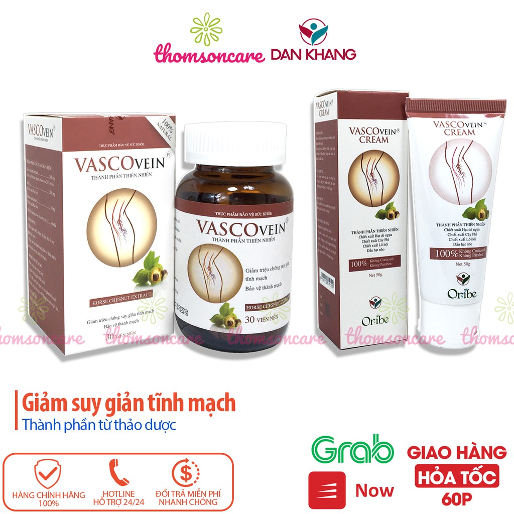 Vascovein - Viên uống và Kem bôi giảm suy giãn tĩnh mạch từ thảo dược, phù chân