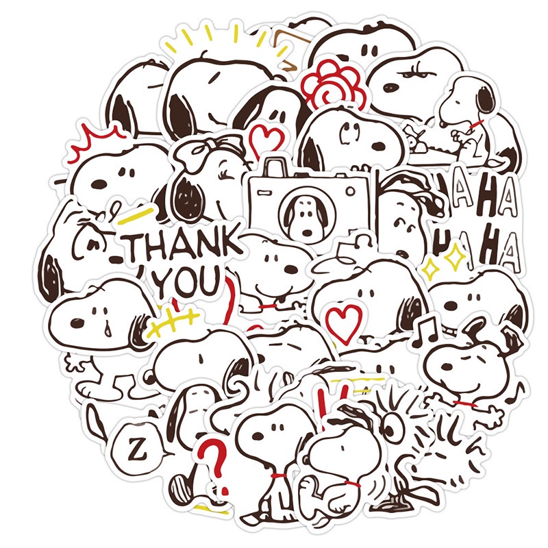 Set 40 miếng dán hình hoạt hình Snoopy chống thấm nước