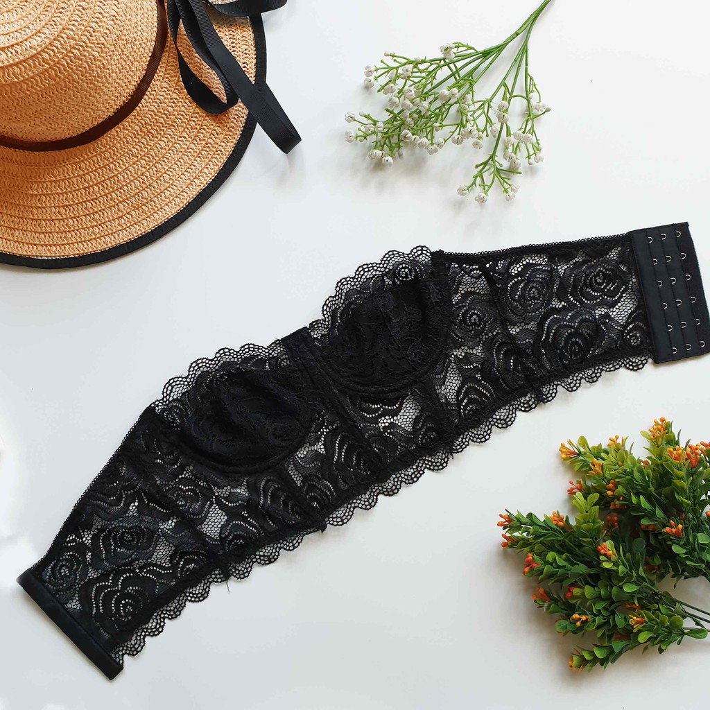 Set Bra croptop corset ren đen sexy siêu mềm mịn thoải mái, kết hợp quần lọt khe ( hàng thiết kế ) N01 | BigBuy360 - bigbuy360.vn