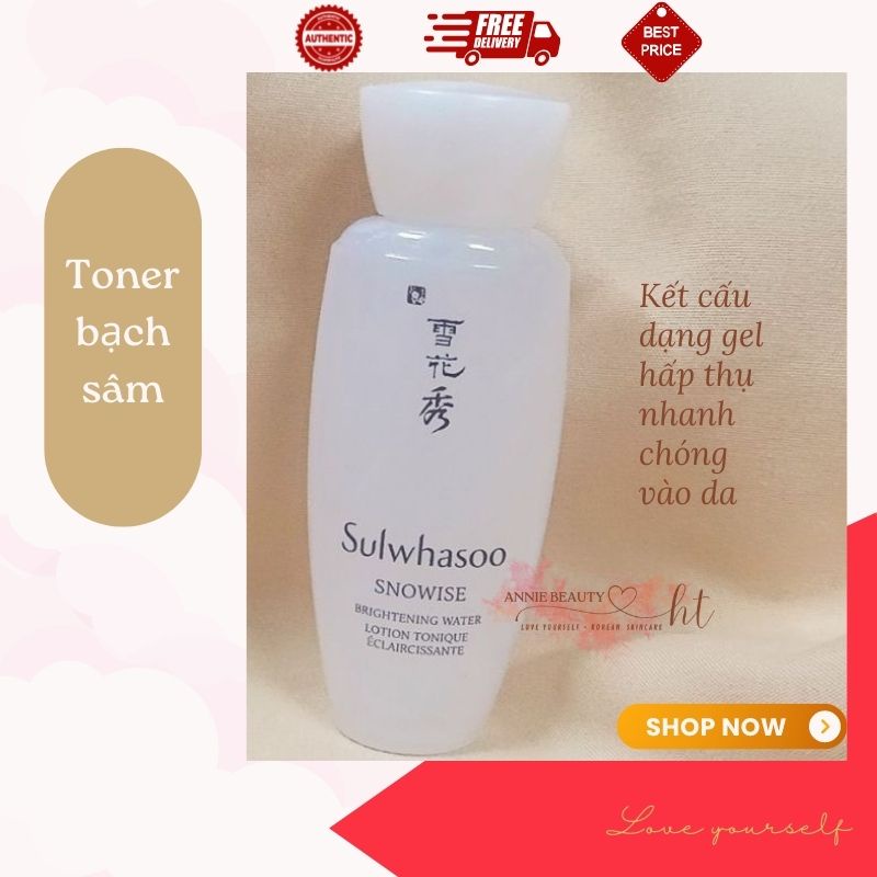 Nước hoa hồng bạch sâm Sulwhasoo Snowise Brightening Water 30ml - Toner cấp ẩm, hỗ trợ dưỡng da trắng sáng trong veo