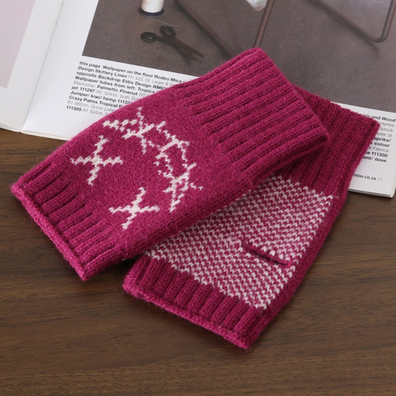 Găng Tay Len Hở Ngón Họa Tiết Hoạt Hình Dễ Thương