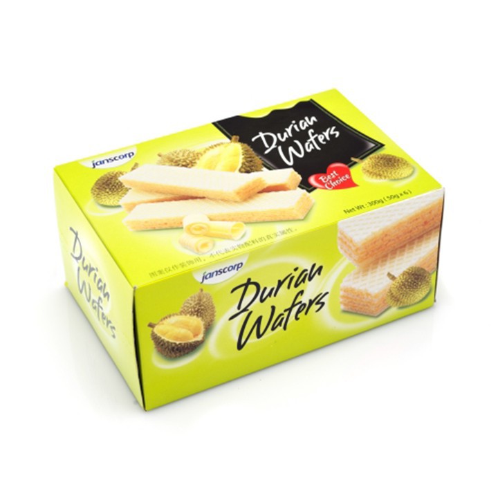 Bánh Xốp Sầu Riêng Janscorp Durian Wafers Hộp 400g/300g/150g - Nhập Khẩu Indonesia