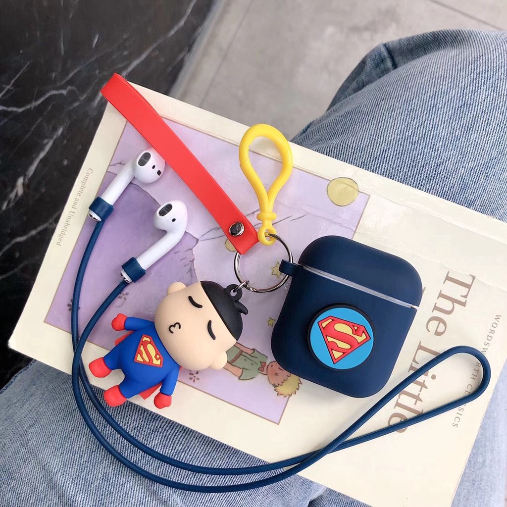 Vỏ silicon phối hình Iron Man / Captain America bảo vệ for for Apple Airpods