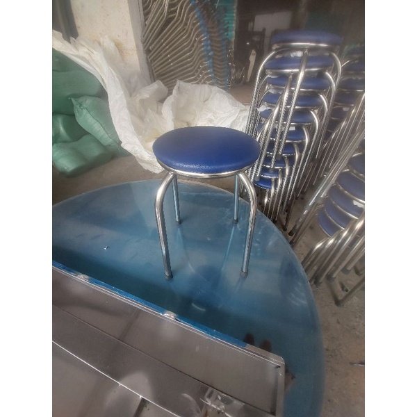 ghế đẩu mặt đệm chân thẳng inox cao 45cm