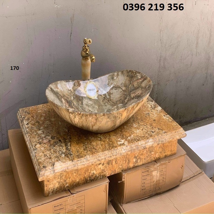 Chậu lavabo thuyền vân đá nâu