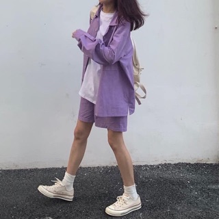 SET TÍM 2 MÓN (SHORT TÍM, SƠ MI TÍM, THUN TRẮNG)