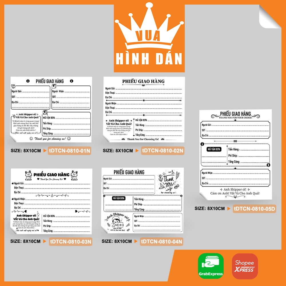 Set 50/100 phiếu giao hàng kèm lời nhắn gửi anh shipper (8x10 cm) - tem sticker phiếu ship hàng dành cho shop (1.007)