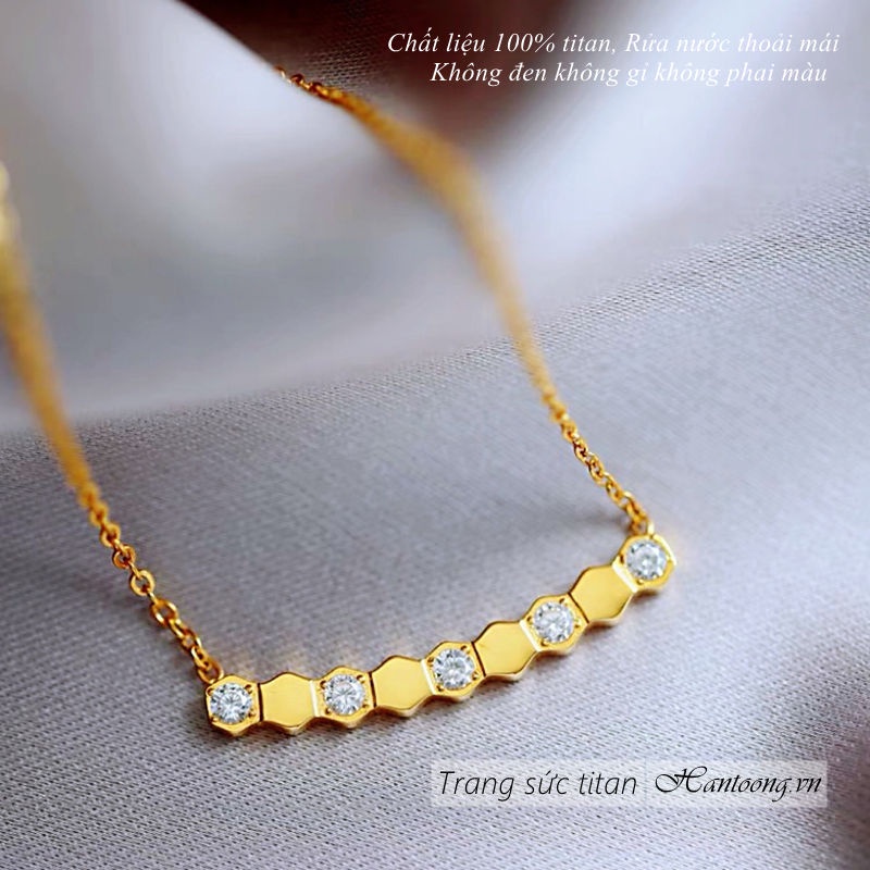 Dây chuyền titan nữ không gỉ  đính đá pha lê lấp lánh thời trang đơn giản thanh lịch mẫu mới 2023