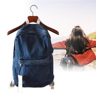 Balo vải jean xanh lam đậm thời trang đi học cho nam nữ