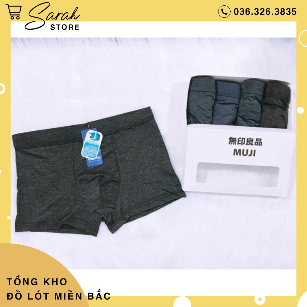 Hộp 4 Quần Lót Đùi 3D Boxer Nam Thun Lạnh Co Giãn 4 Chiều, sịp nam