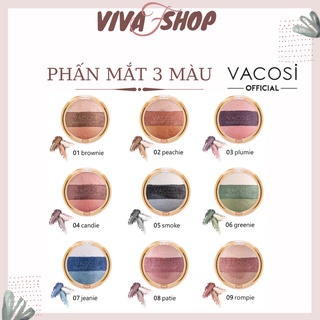 Hộp phấn mắt trang điểm 3 màu tròn Vacosi VP06 | Phấn màu mắt