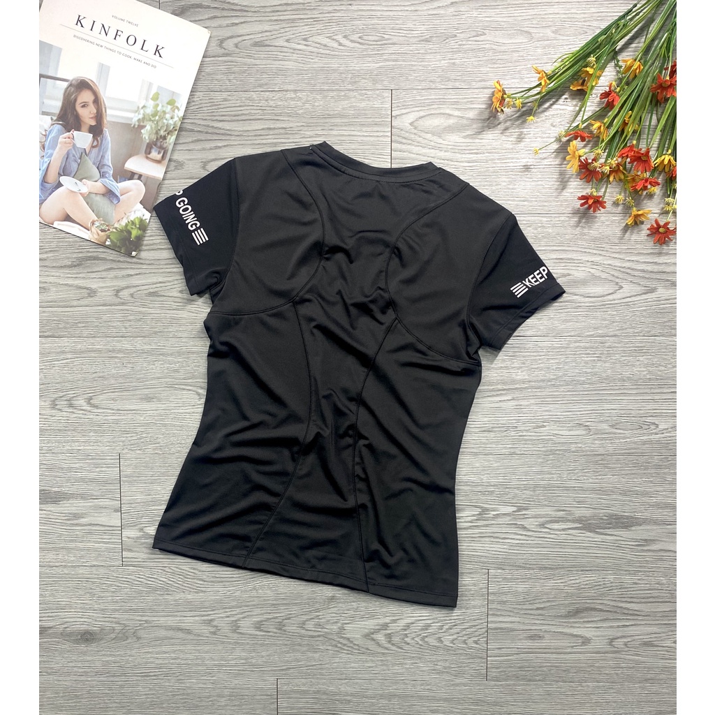 Áo Thun Nữ Thể Thao Size 40kg Đến 80kg Tay Ngắn Keep Going Bên Tay Tập Gym Yoga Mã DN02