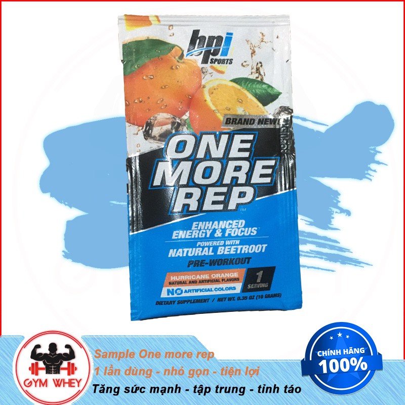 Tăng Sức Mạnh Trong Thể thao Gym Gói Thử Sample  Bpi Bpisports 1.M.R ONE MORE REP 1 lần dùng Authentic 100%