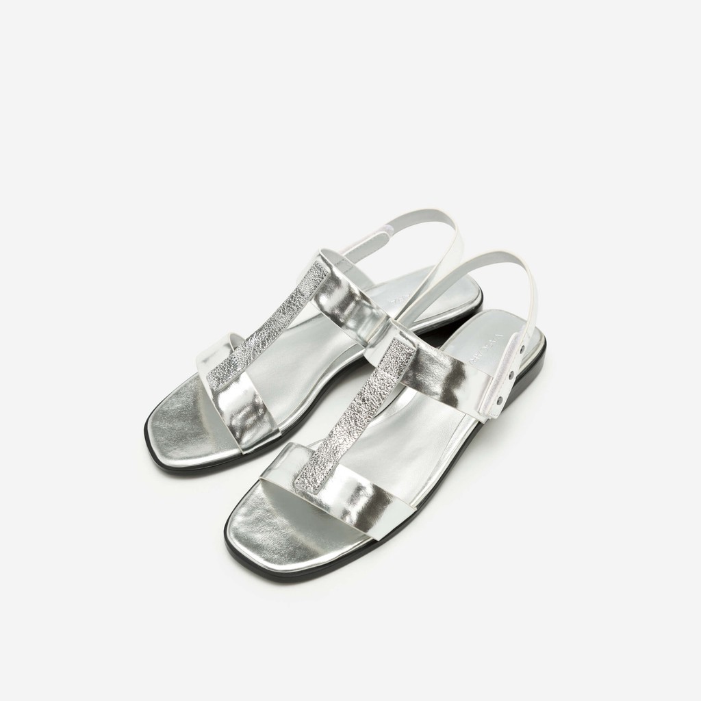 Vascara - Giày Sandal Quai Chữ T Phủ Metallic - SDK 0286 - Màu Bạc - Vascara [Chính hãng]