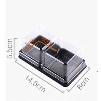 Hộp mica đen 2 bánh trung thu 50-75g HT060 - 10c