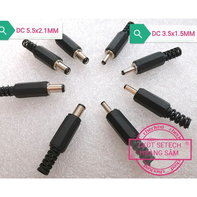 Đầu Jack cắm nguồn DC 5.5x2.1mm (đầu vàng dài,đầu đen), 5.5x2.5, 3.5x1.5mm