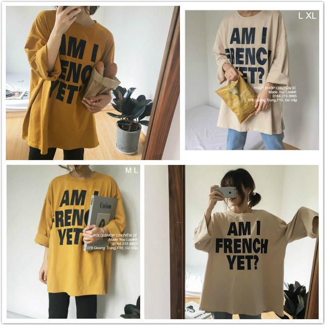 Áo Thun Tay Dài Unisex AM I FRENCH YET? Thu Đông