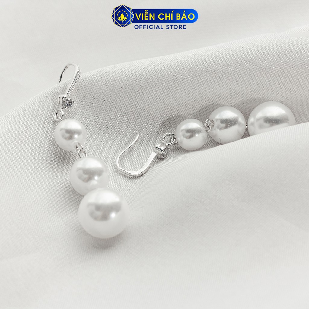 Bông tai bạc nữ chuỗi hạt chầu chất liệu bạc 925 thời trang phụ kiện trang sức nữ Viễn Chí Bảo B400323