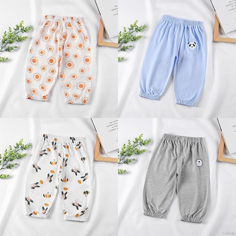 Quần Dài Cotton Chống Muỗi Dáng Rộng In Họa Tiết Hoạt Hình Thời Trang Mùa Hè Cho Bé
