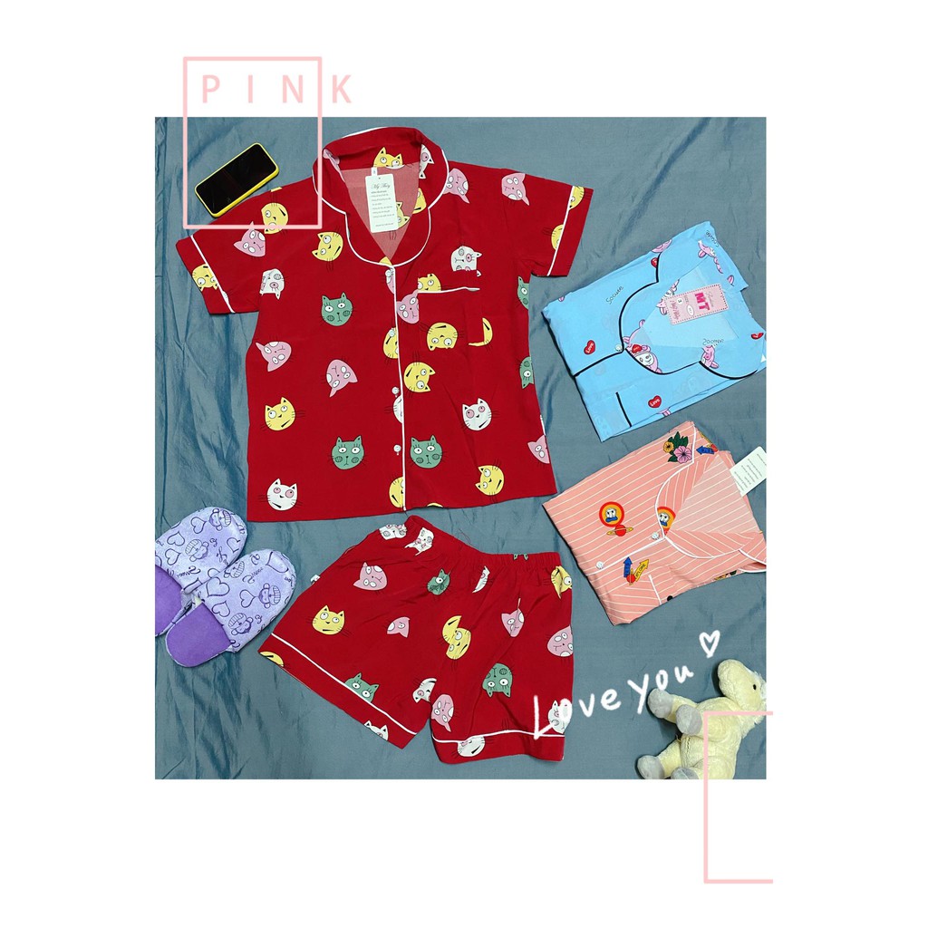 ⛔️[SALE SIÊU HOT] ⛔️ Bộ ngủ pijama chất vải lụa satin cao cấp ( tay cộc, quần cộc ). Hàng VNXK