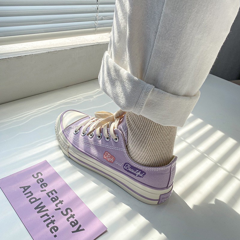 Mới Giày Vải Canvas Vẽ Tay Thiết Kế Dễ Thương Cho Nữ 2021