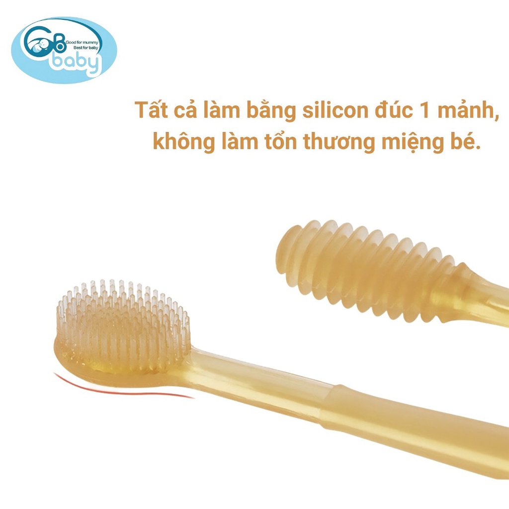 Gạc rơ lưỡi cho bé và bàn chải đánh răng silicon GB-Baby Chính Hãng
