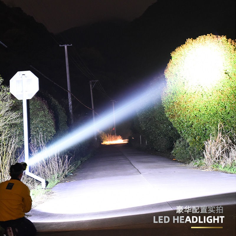 đèn pha LED ánh sáng mạnh chiếu xa có thể sạc lại gắn đầu câu cá đêm ngoài trời hộ gia đình pin thợ mỏNN
