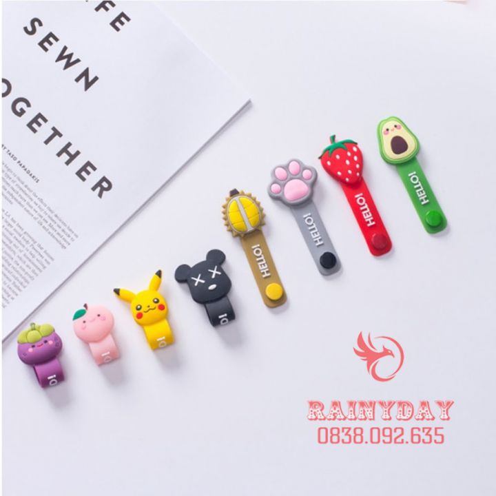 Dây quấn buộc tai nghe kiểu hoạt hình có khóa bấm chất liệu silicon dễ thương | BigBuy360 - bigbuy360.vn