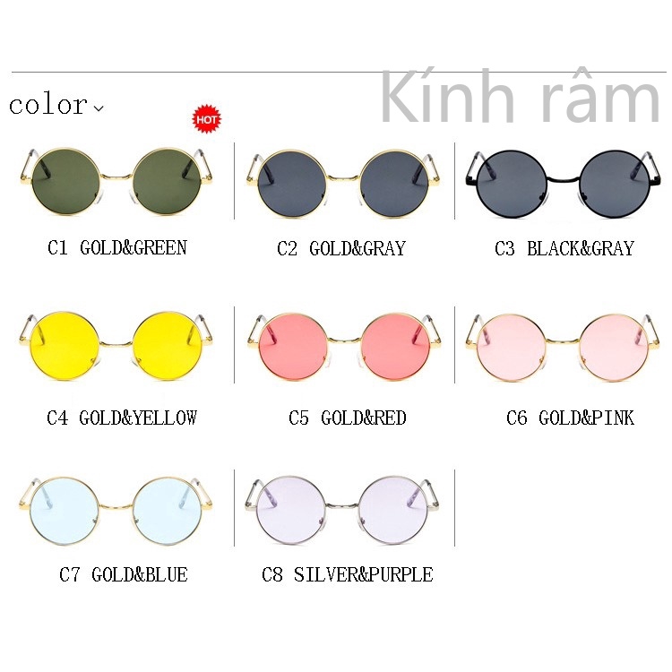 Kính mát tròn thiết kế châu Âu cho nam và nữ