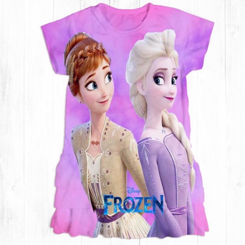 Váy 3 tầng Elsa bé gái in 3D thun lạnh thái 12-45kg