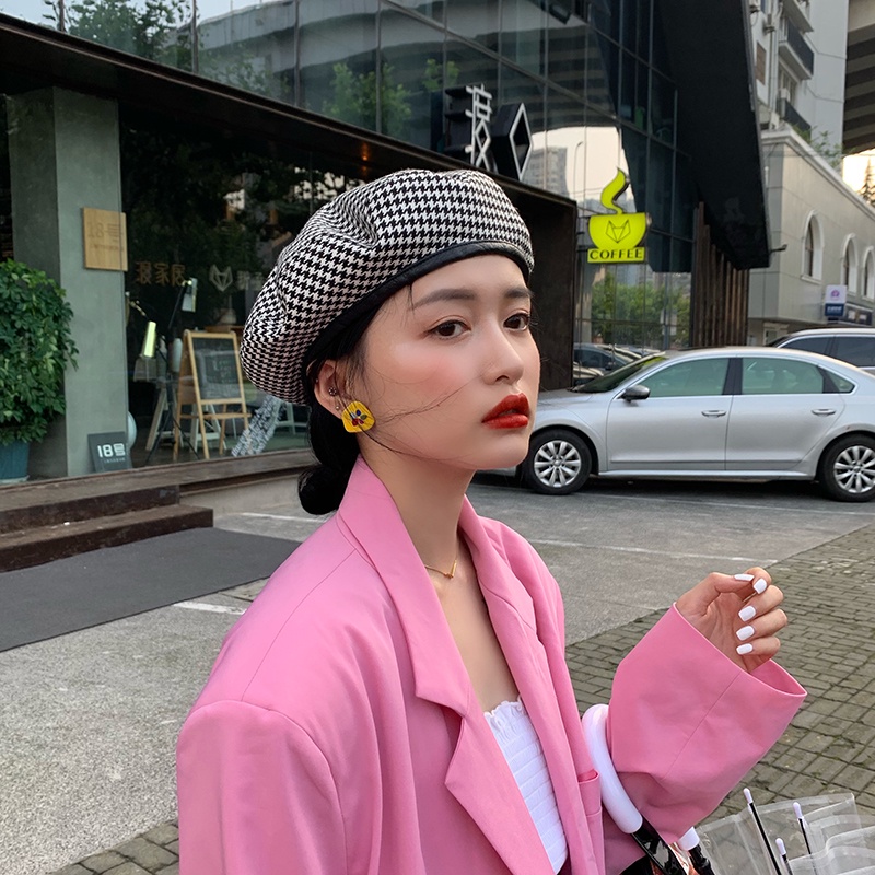 Mũ Beret Da pu Kiểu Cổ Điển Anh Thời Trang Mùa Hè Cho Nữ