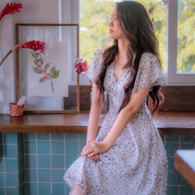 Alex Dress- Đầm hoa maxi cổ V tay tiên - SDX80 | BigBuy360 - bigbuy360.vn