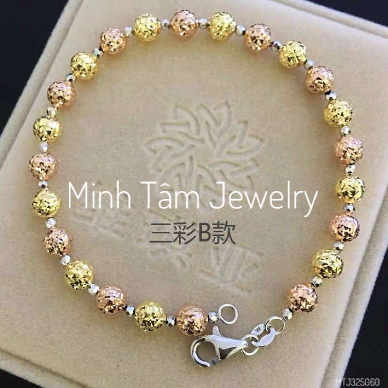 Lắc tay bi bạc Ý nhập khẩu xi vàng 2 màu Lắc tay bi bạc xi vàng Minh Tâm jewelry