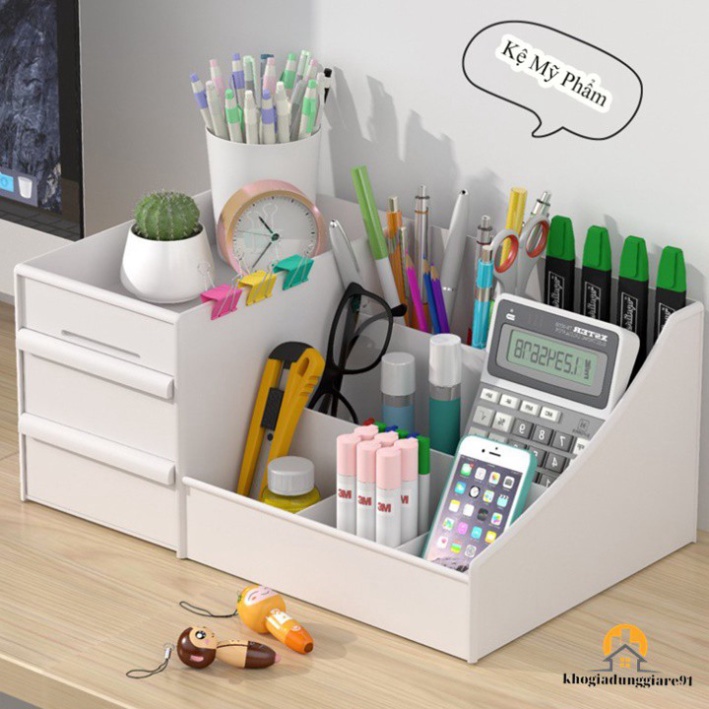 [Giao Ngay] Kệ mỹ phẩm - kệ mĩ phẩm 3 tầng 2 ngăn nhựa PP siêu bền 30x14x19cm