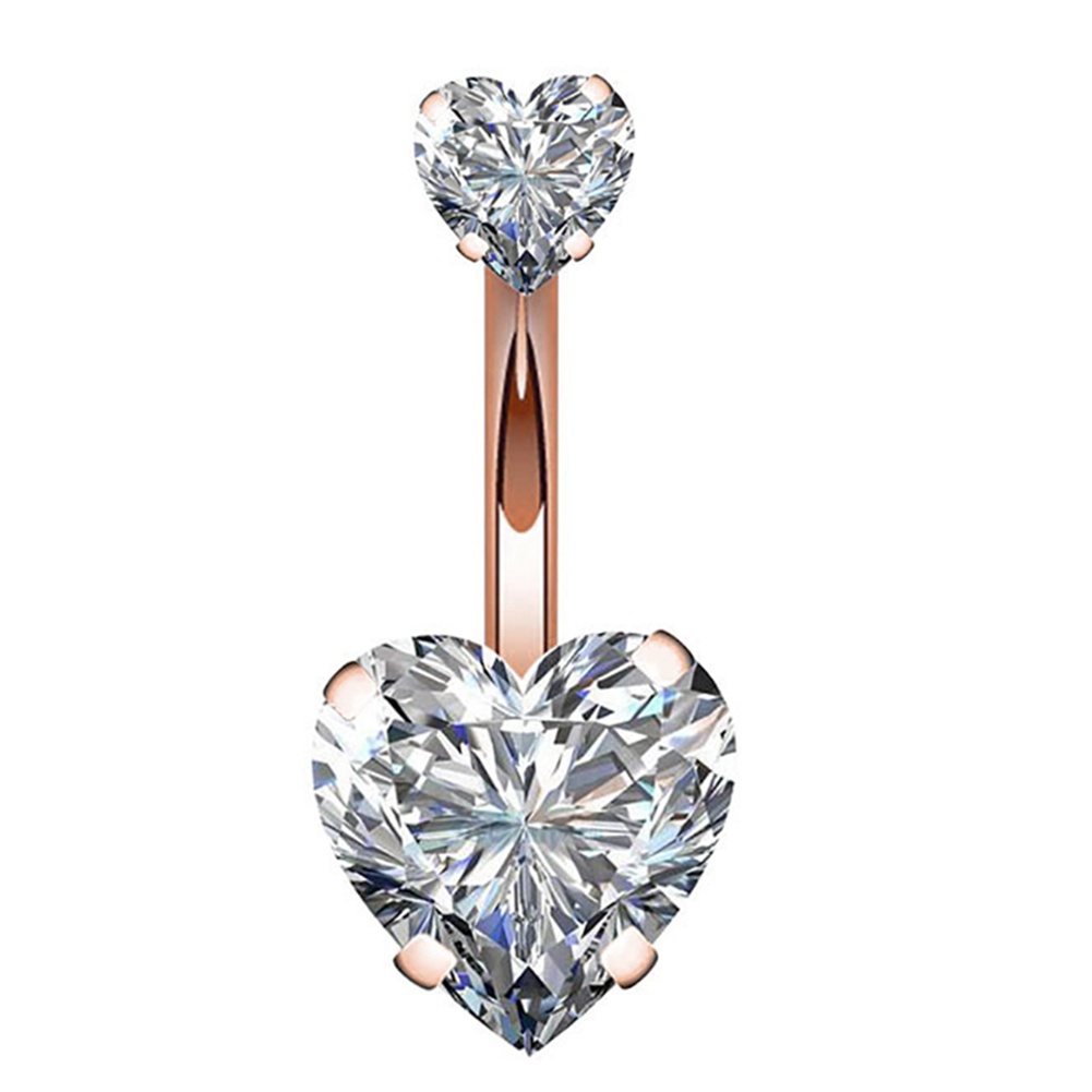 Khuyên Rốn Hình Trái Tim Đôi Đính Đá Zircon Thời Trang Cho Nữ