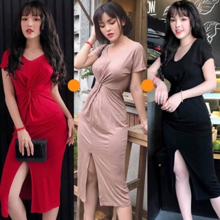 Đầm body xoắn bụng
