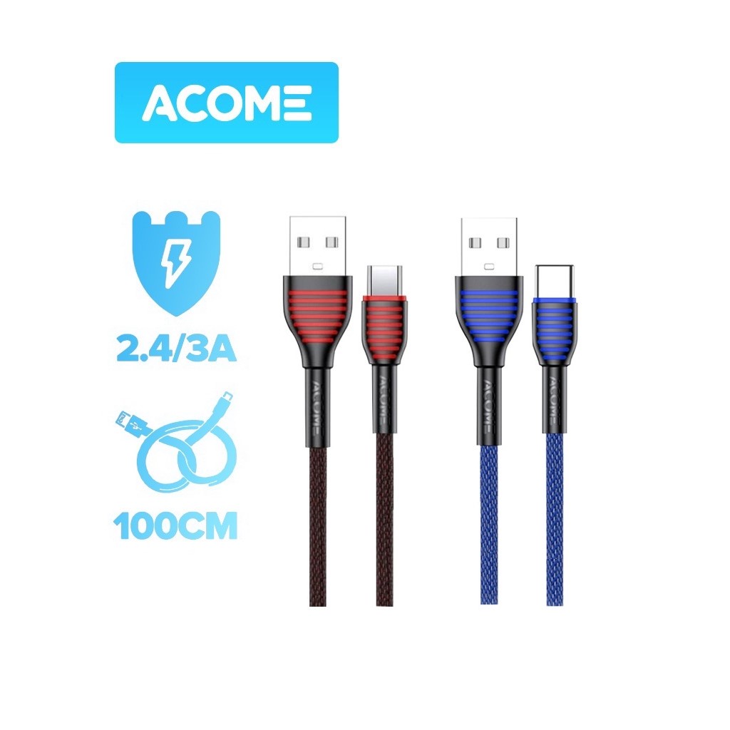 Cáp Sạc Nhanh Micro/Type-C ACOMEASM100/ASC100 Chất Liệu Cáp Dù Chống Đứt Gãy - Dài 100cm