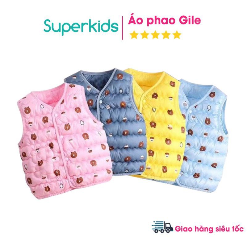 Áo phao Gile Quảng Châu hình gấu cho bé 11-19kg QATE473, quần áo trẻ em